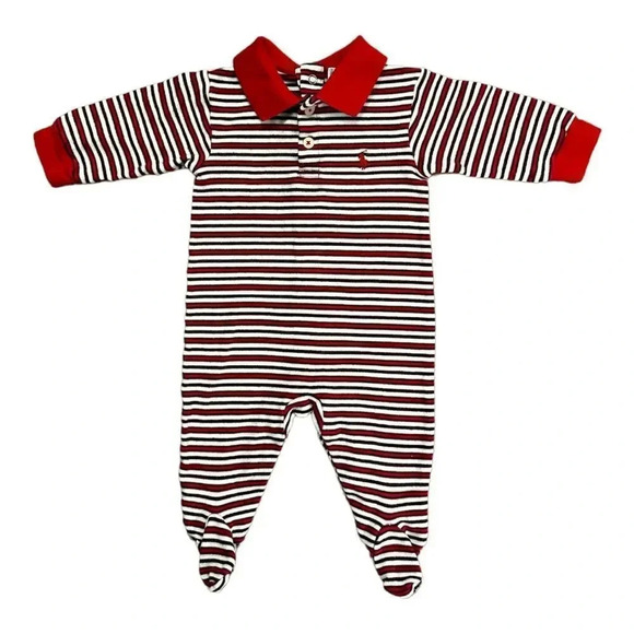 Ralph Lauren | Striped Footed Bodysuit (6 mos) 🐎 - Picture 1 of 4